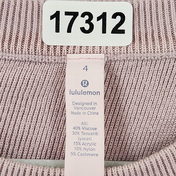 Lululemon Sweater Womens 4 Pink Still At Ease Cashmere Blend Open Back Pullover - Picture 6 of 10